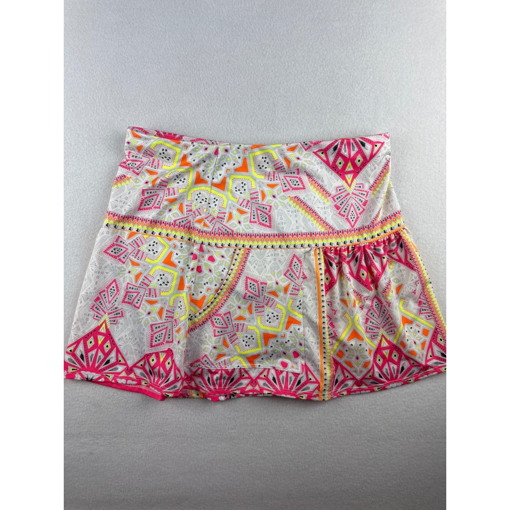 Lucky in Love Womens Neon Geometric Tribal Print Tennis Golf Skort Size M 8-10